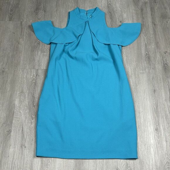 Trina Turk Dress 8 Halter Cold-Shoulder Dress Turquoise‎ TD173002 - Picture 1 of 9